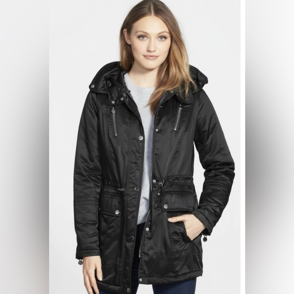 Laundry by Shelli Segal Los Angeles Black Hooded Parka Jacket Winter Coat. XS